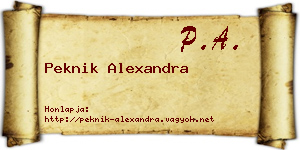 Peknik Alexandra névjegykártya